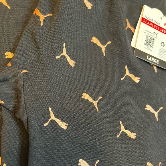 Puma Womens Black High Waist Fleece Lined Logo Print Seamless Legging - Picture 4 of 7